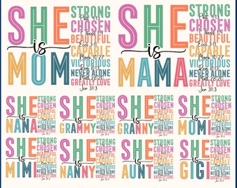 She is Mom svg bundle, She is Nana, Mom Shirt, Mom Life Png, Meme PNG, Blessed Mom Png, Mother's Day Png, Gift for Mom, Retro Mama Quotes