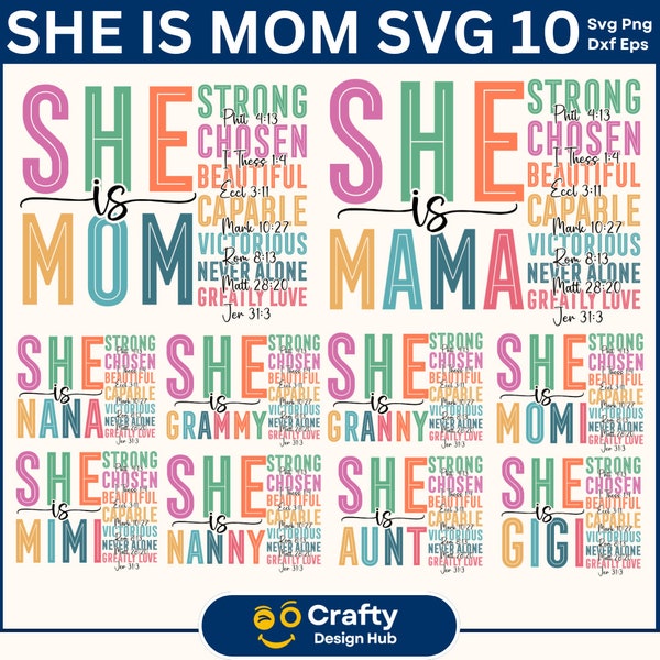 She is Mom svg bundle, She is Nana, Mom Shirt, Mom Life Png, Meme PNG, Blessed Mom Png, Mother's Day Png, Gift for Mom, Retro Mama Quotes