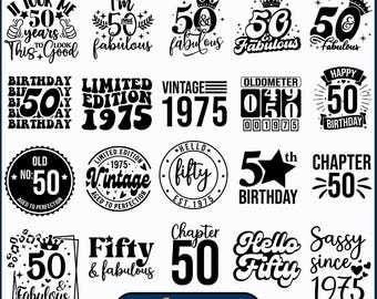 50e anniversaire SVG, conception de chemise Bonjour cinquante, cinquante ans Svg, c'est mon anniversaire 50 ans, chemise 50e anniversaire 1975, cadeau d'anniversaire 1975