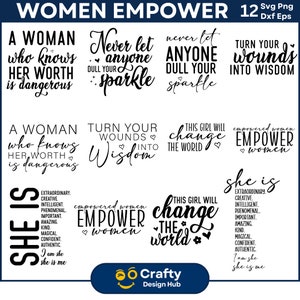 Ensemble autonomisation des femmes, Svg autonomisation des femmes, Svg pouvoir des filles, Svg citations de filles, Svg femmes fortes, Svg force, Svg entrepreneuriat