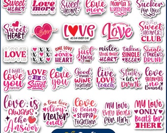 Valentines Quotes Svg Stickers Bundle, Printable Stickers, Valentine Digital Stickers, Love svg, Valentines svg, Cricut svg file