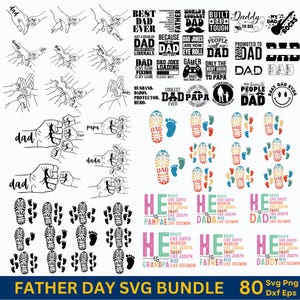 Mega paquete de SVG del Día del Padre, el mejor papá del mundo, SVG de abuelo, nombre personalizado, 1-10 manos de papá/abuelo y puños de niño PNG, SVG familiar