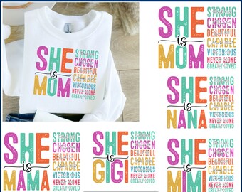 Sie ist Mom Bundle svg, Sie ist Nana, Mom Shirt, Mutter Leben Png, Meme PNG, Gesegnete Mutter Png, Muttertag Png, Geschenk für Mutter, Retro Mama Zitate