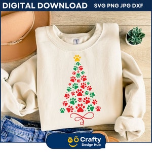 Paw Tree SVG, Paw kerstboom SVG, kerstboom SVG, Paw Print kerstboom SVG, Kerstmis PNG, huisdier Kerstmis SVG, Cricut, silhouet