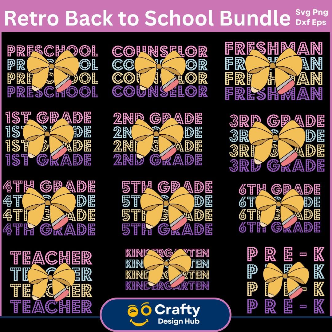 Retro Back to School Bundle, First Day of School, School Png ...