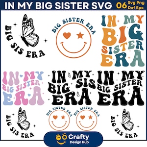 In My Sister Era SVG Bundle, Sister Era SVG, Sis Png, Schwester Shirt PNG, ältere Schwester, lustiger Kleinkind Bro, trendiges Kindershirt