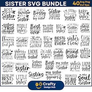 40 zus SVG bundel, zus citaten SVG, grappige zus SVG, zus shirt SVG, grote zus SVG, beste vrienden SVG, gesneden bestand, silhouet