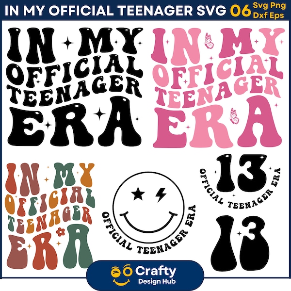 In My Official Teenager Era SVG Bundle, Teenager Svg, Teenager Era Svg Png, Official Teenager Era Png,  Birthday Gifts Svg, Digital Download