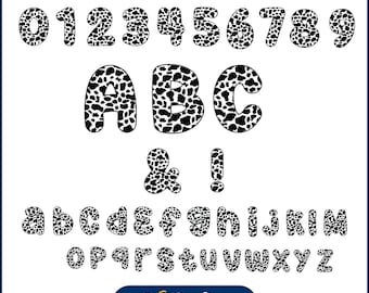Cow Font SVG, Cow Print Alphabet SVG, Alphabet Cow Letters svg, Cow Spots svg, Farm Animal Svg, Cute Cow Png Cow Print Font Svg for Cricut