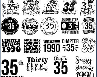 35th Birthday Svg Bundle,35th Birthday Shirt,35th Birthday Gift,35 Fabulous Svg, Hello 35 Svg,35th Svg, Cheers To 35 Years SVG, Vintage 1990