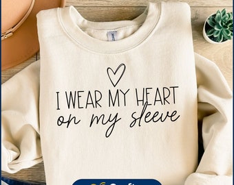 I Wear My Heart On My Sleeve SVG, Heart Svg, Mama Shirt Svg, Motherhood Svg, Mom Life, Happy Mother&#39;s Day Svg Cricut Cut Digital Download