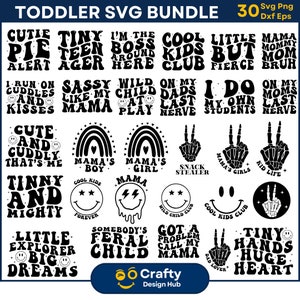 Lot SVG pour tout-petit, svg rétro pour tout-petit, citations de petite fille, chemise pour tout-petit, dictons de petite fille, svg maman fille, svg texte ondulé, fichier de coupe Cricut