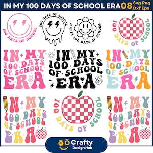 In meinem 100 Schultag Ära svg, 100 Schultage, Schulanfang, Retro Groovy 100