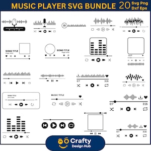 Music player svg Bundle, Music player cut files, Album Song Cover, Play Buttons Svg, Song Player Svg, Instant Downloads
