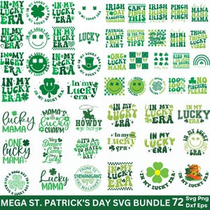 mega St Patricks Day svg Bundle, Lucky Shirt svg, Irish svg, Shamrock svg, St Patrick's Day Zitate, Glücksbringer Shirt, Retro St Patrick Tag