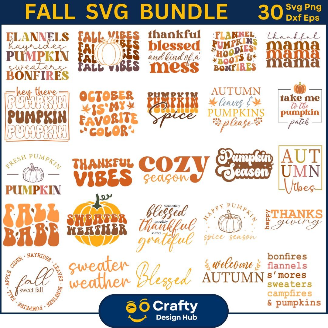 Fall SVG Bundle, Autumn Svg, Thanksgiving Svg, Fall Svg Designs, Fall ...