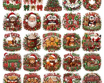 Christmas PNG Bundle 50+ Designs, Santa PNG, Christmas Sublimation, Holiday Quotes PNG,Whimsical Christmas Treats Clipart, Christmas Dessert