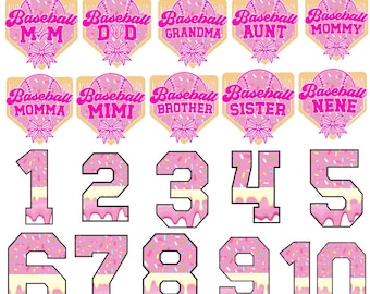 Baseball Ice Cream Drip Number svg bundle, Ice Cream Drip Baseball PNG, Game Day Sports Sublimation,Personalized Baseball Drip,Baseball Mama
