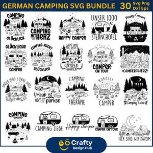 Paquete svg de camping alemán, refranes de citas alemanas, archivo de trazador alemán, Deutsche Plotterdatei Camping Svg, amante del camping alemán, Camping Sprüche