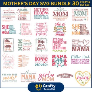 Paquete SVG del Día de la Madre, SVG de vida de mamá, SVG de mamá, SVG de mamá de niños y niñas, SVG de citas de mamá, SVG de mamá bendecida, SVG de mamá osa, SVG de feliz Día de la Madre