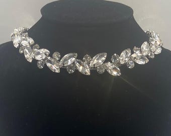 Statement Necklace JEAIRTS Rhinestone Choker Necklace Silver Diamond Row Necklaces - Foto 7