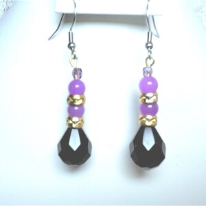 Purple Dangle Drop Bead Earrings, Purple Jewelry, Purple Accessories, Purple Prom Earrings, Purple Earrings Women, Purple Earrings for Her