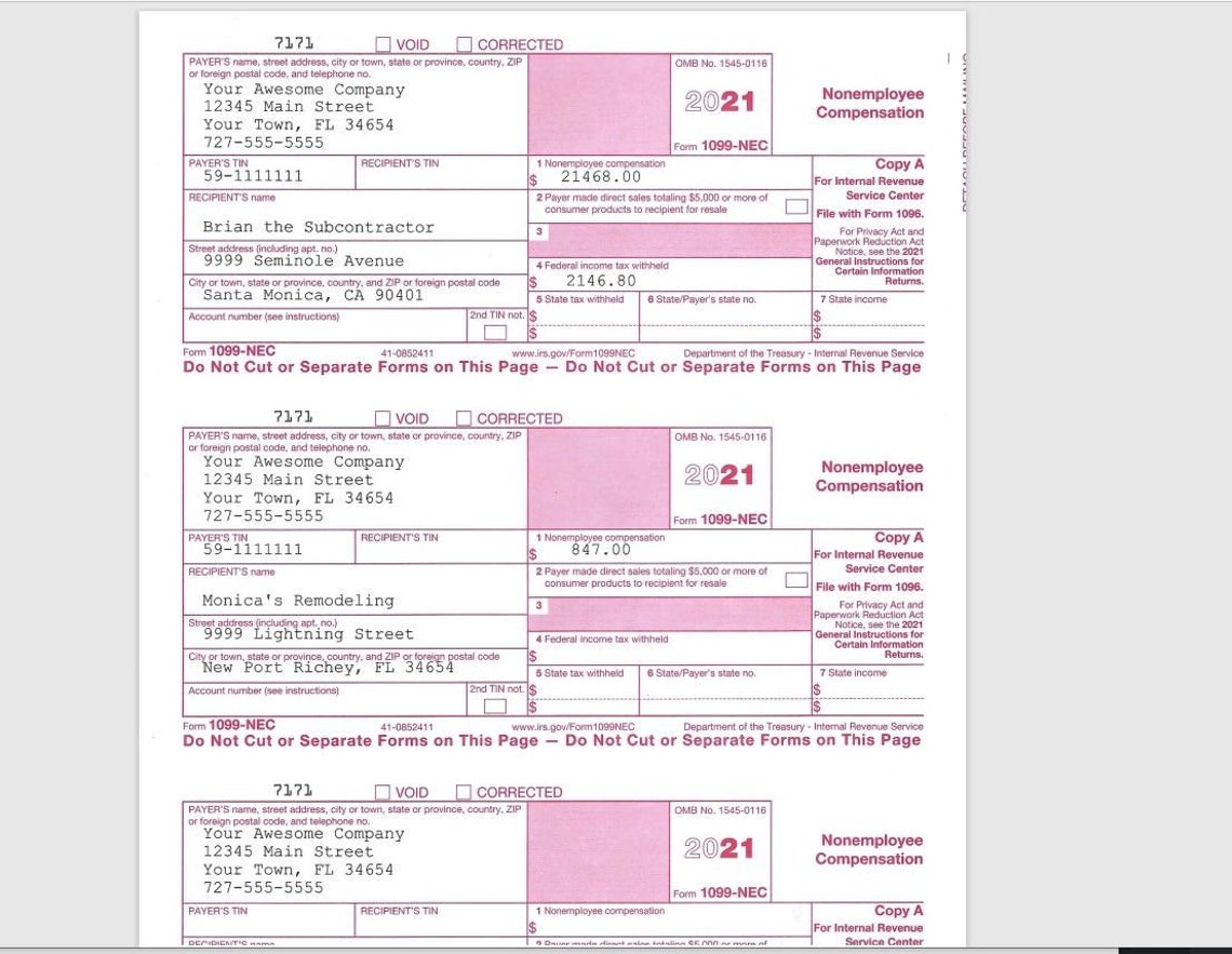 1099NEC Excel Template for Printing Onto IRS Form 2022 Taxes Etsy 1099NEC Excel Template for Printing Onto IRS Form 2022 Taxes Etsy