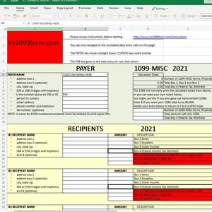 1099-MISC Excel Template For Printing Onto IRS Form (Updated For 2023 Taxes)