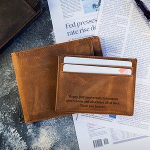 Fathers Day Gift For Him, Custom Leather Wallet, Personalized Wallet, Engraved Wallet, Gift For Boyfriend, Mens Wallet, Dad Birthday Gift