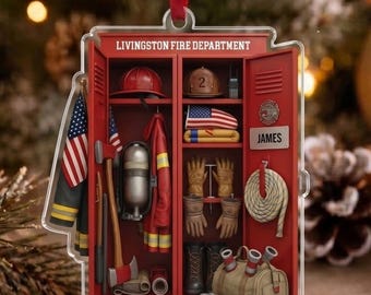 Custom Name Firefighter Locker Christmas Ornament 2026, Personalized Fire Dept Gear Keepsake, Fireman Appreciation Gift, Fireman Xmas Gift