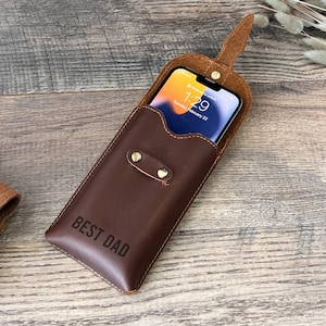 Custom Leather Phone Belt Bag, Phone Waist Bag, Personalized Leather Phone Pouch, Cell Phone Purse, Smartphone Bag, Handmade Phone Bag