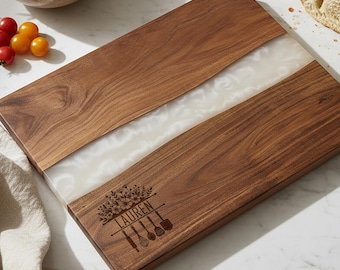 Unique Acacia Resin Cutting Board for Mom, Personalized Mothers Day Gifts, Custom Laser Engraved Kitchen Decor, Gift for Her