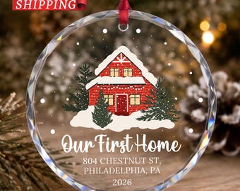 Our First Home Christmas Ornament, Personalized New Home Address Ornament, Housewarming Gift, First Christmas in New Home, Homeowner Gift