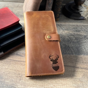 Cartera personalizada para mujer, regalo del Día de las Madres, cartera larga de cuero, cartera para teléfono, cartera delgada para mujer, cartera larga de cuero grabado