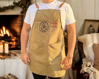 Unique Father and Son Apron, Custom Birthday Gift, Bartender's Apron, Canvas Apron for Cooking, Barbeque Apron, Men's Chef Apron, Bbq Party