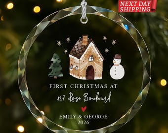 Gingerbread House Christmas Keepsake, Personalized New Home Ornament, Custom Address Couple Gift, First Christmas at Our Home