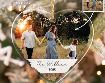 Family Portrait Heart Ornament, Custom Christmas Ornament, Personalized Photo Ornament, Christmas Gift, Gift For Relatives, Gift For Family