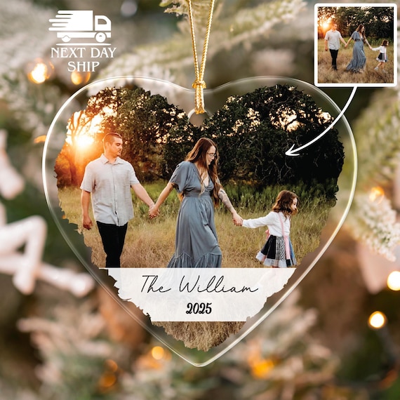 Family Portrait Heart Ornament, Custom Christmas Ornament, Personalized Photo Ornament, Christmas Gift, Gift For Relatives, Gift For Family
