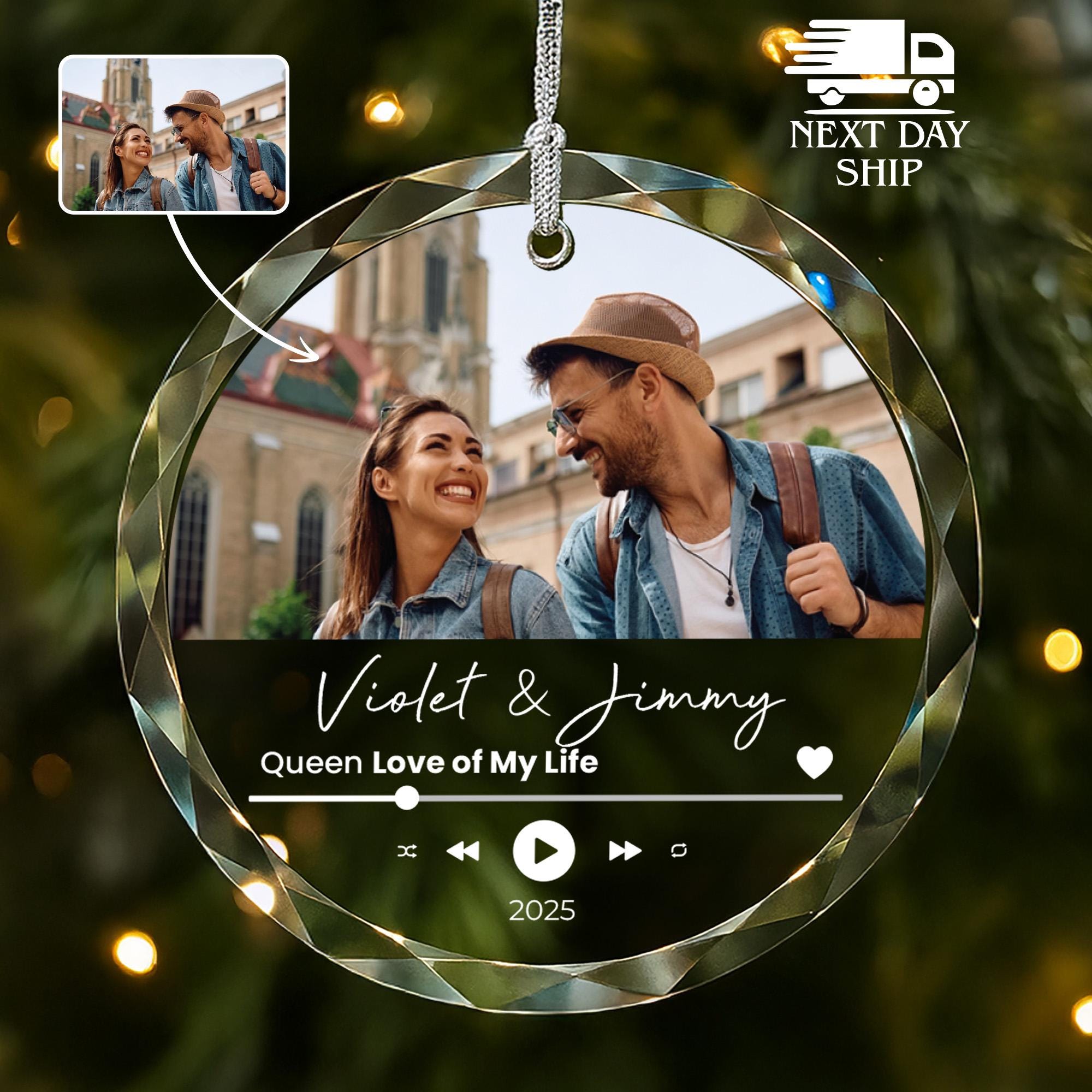 Custom Couple Photo And Song Ornament, Personalized Photo Ornament Keepsake, Gift For Couple, Gift For Him, Custom Couple Name Christmas