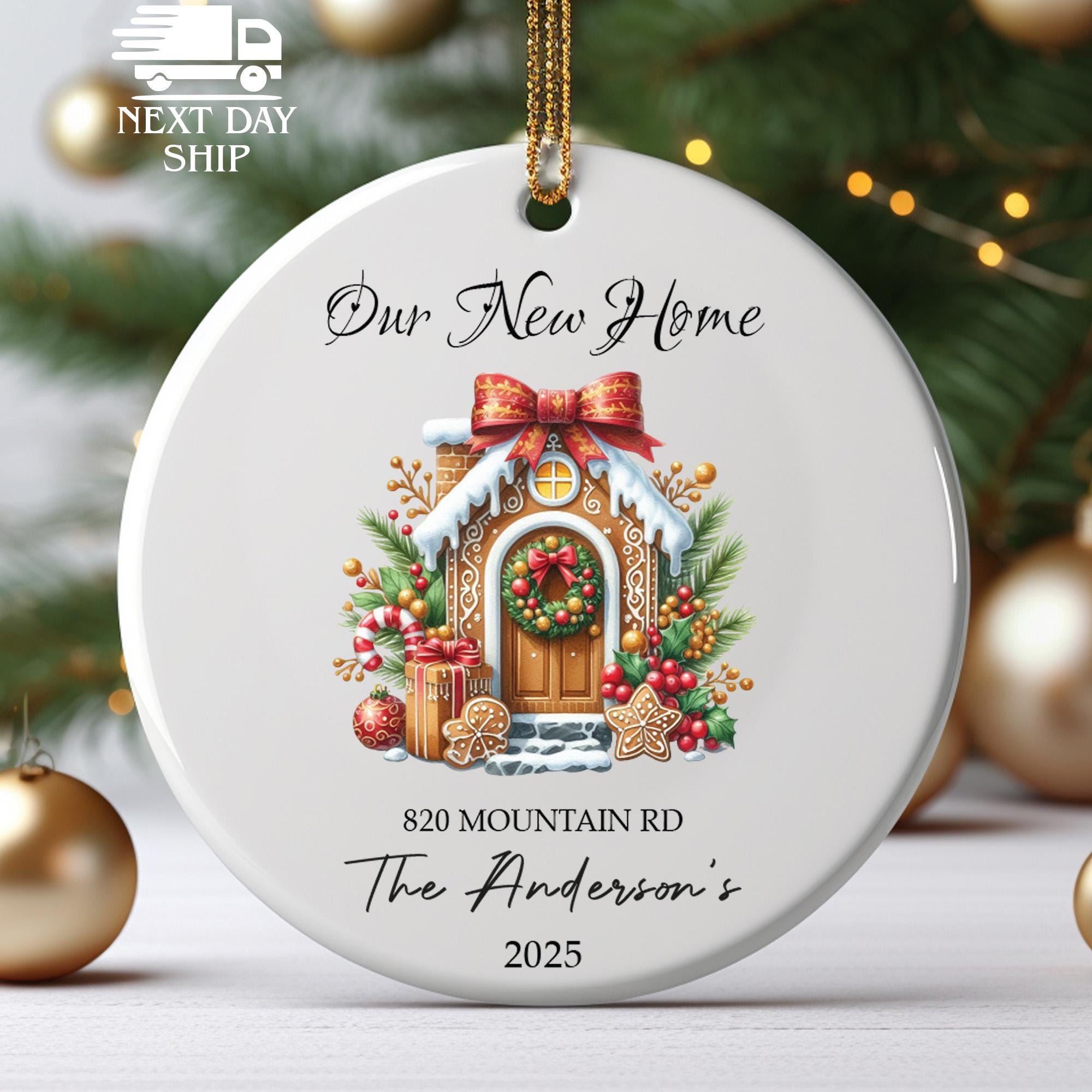 Our New Home Ornament, Personalized Address Ornament, Christmas Door Decor, Family Name Ornament, Christmas Keepsake, 2025 Ornament Gift