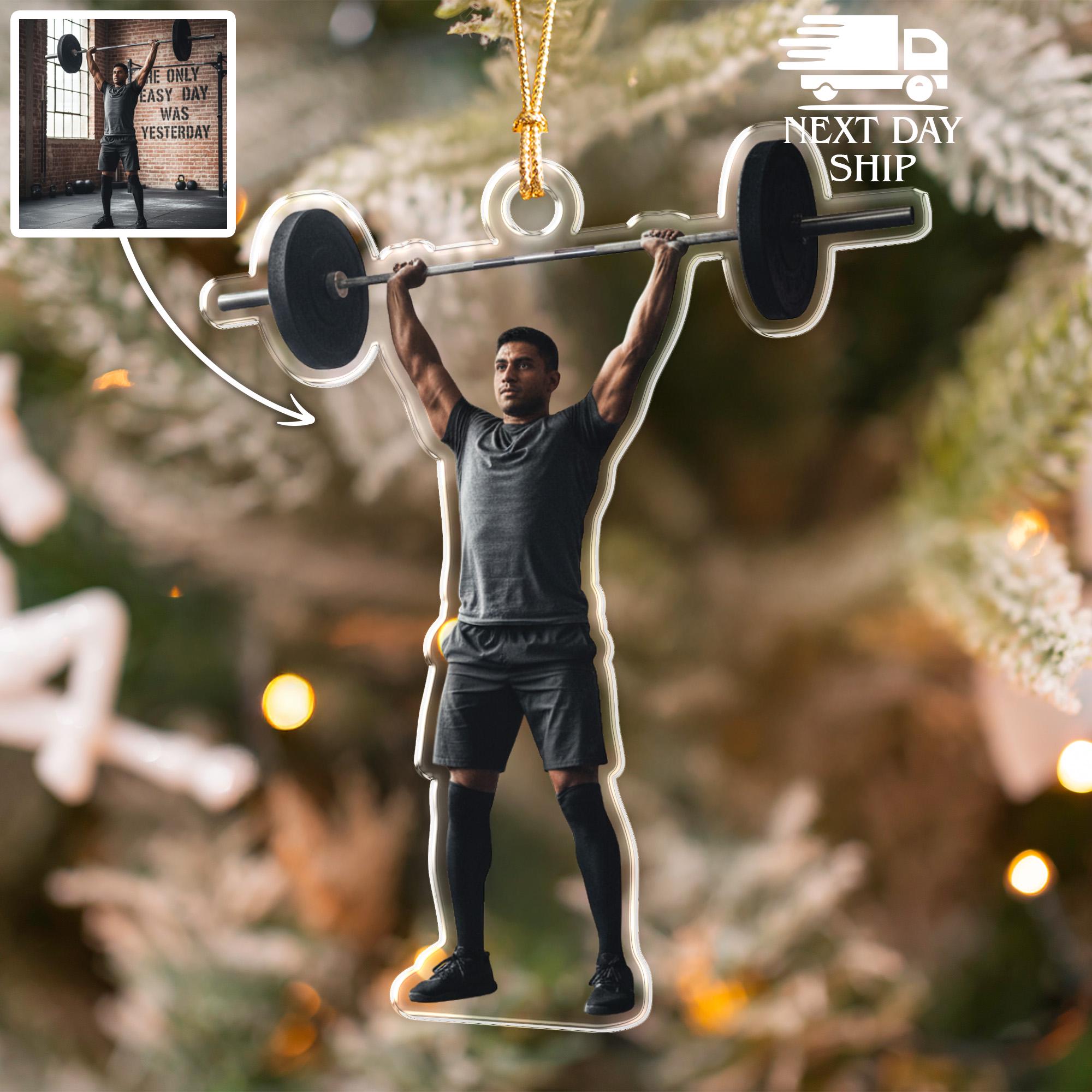 Custom Weightlifter Photo Ornament, Personalized Gym Ornament, Fitnes Lover Gift, Bodybuilder Acrylic Ornament, Athlete Christmas Decoration