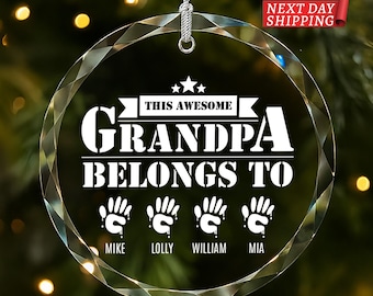 Grandpa Grandma Ornament, Personalized Grandkids Christmas Keepsake, Custom Grandparents Gift, Grandchildren Names Holiday Decor