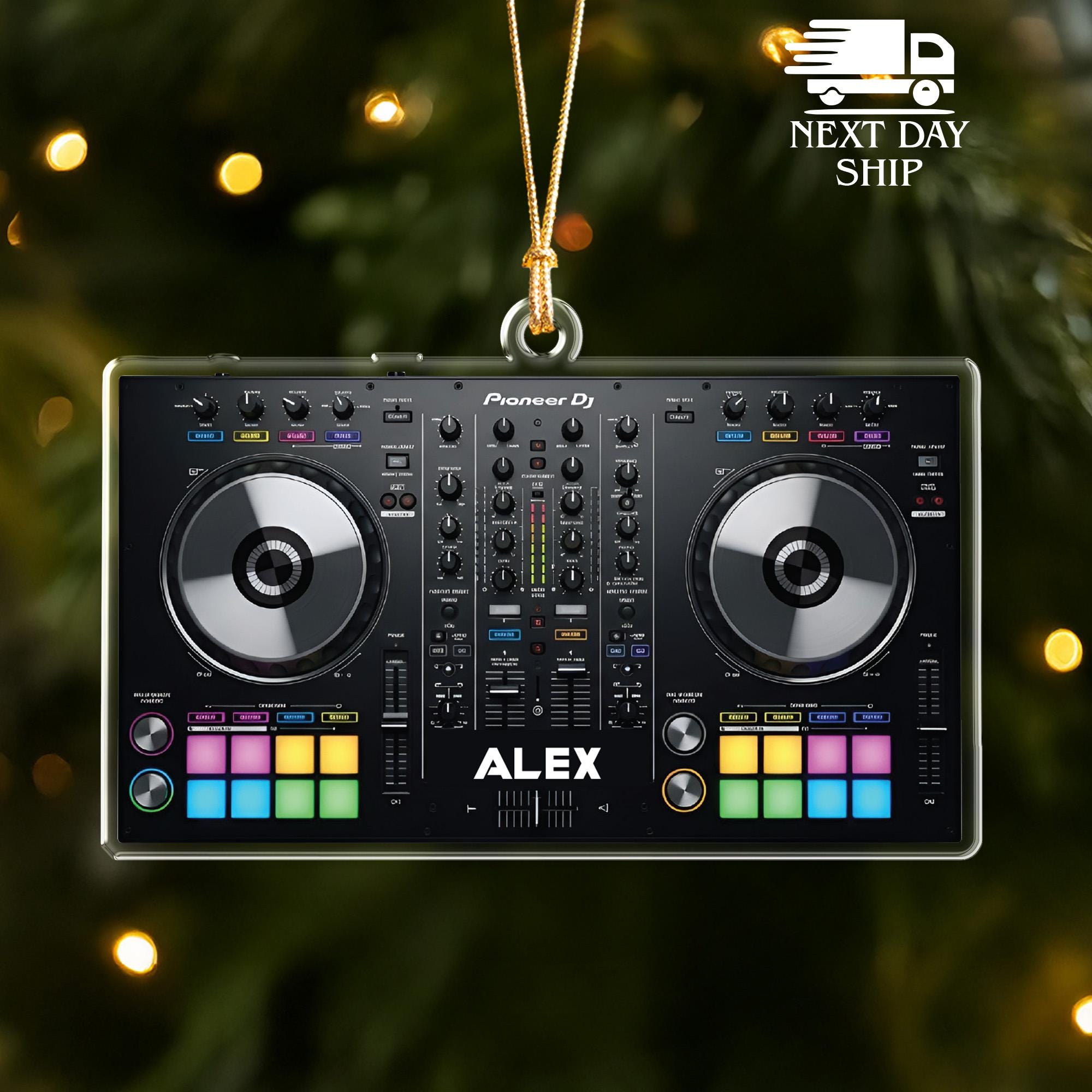 Personalized DJ Ornament, Music Ornament, Custom Name Turntable Ornament, DJ Equipment Decor, Christmas Party Ornament, Studio Record Gift