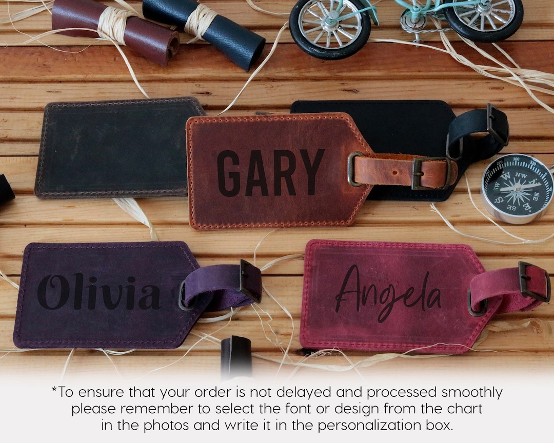 Personalized Leather Luggage Tag, Handmade Leather Tag, Custom Leather Travel Tag, Wanderlust