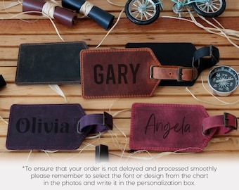 Personalized Leather Luggage Tag, Handmade Travel Tag, Wanderlust Gift