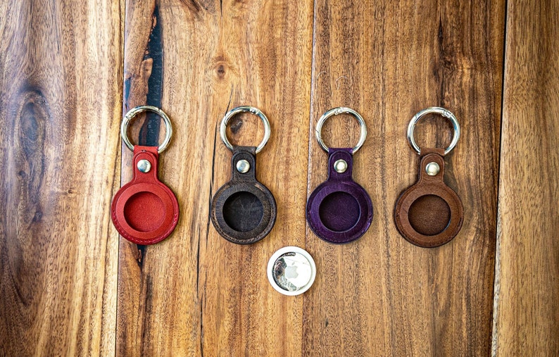 Leather Airtag Keychain Leather Apple Airtag Case Etsy