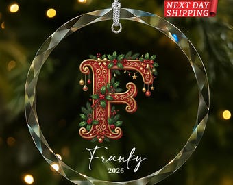 Personalized Initial Christmas Ornament, Custom Name & Year Monogram Ornament, Holiday Letter Keepsake, Family Christmas Gift