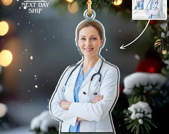 Personalized Doctor Photo Ornament, Custom Nurse Christmas Ornament, Healthcare Worker Gift, Medical Professional Ornament, Photo Christmas