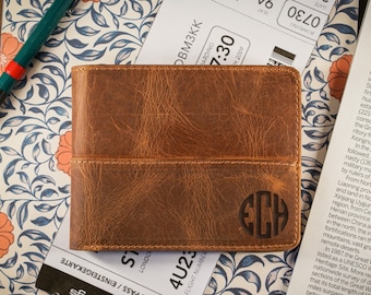 Personalized Gifts For Dad, Real Leather Wallet for Men, Christmas Gift For Him, Custom Engraved Wallet, Monogrammed Wallet, Card Wallet