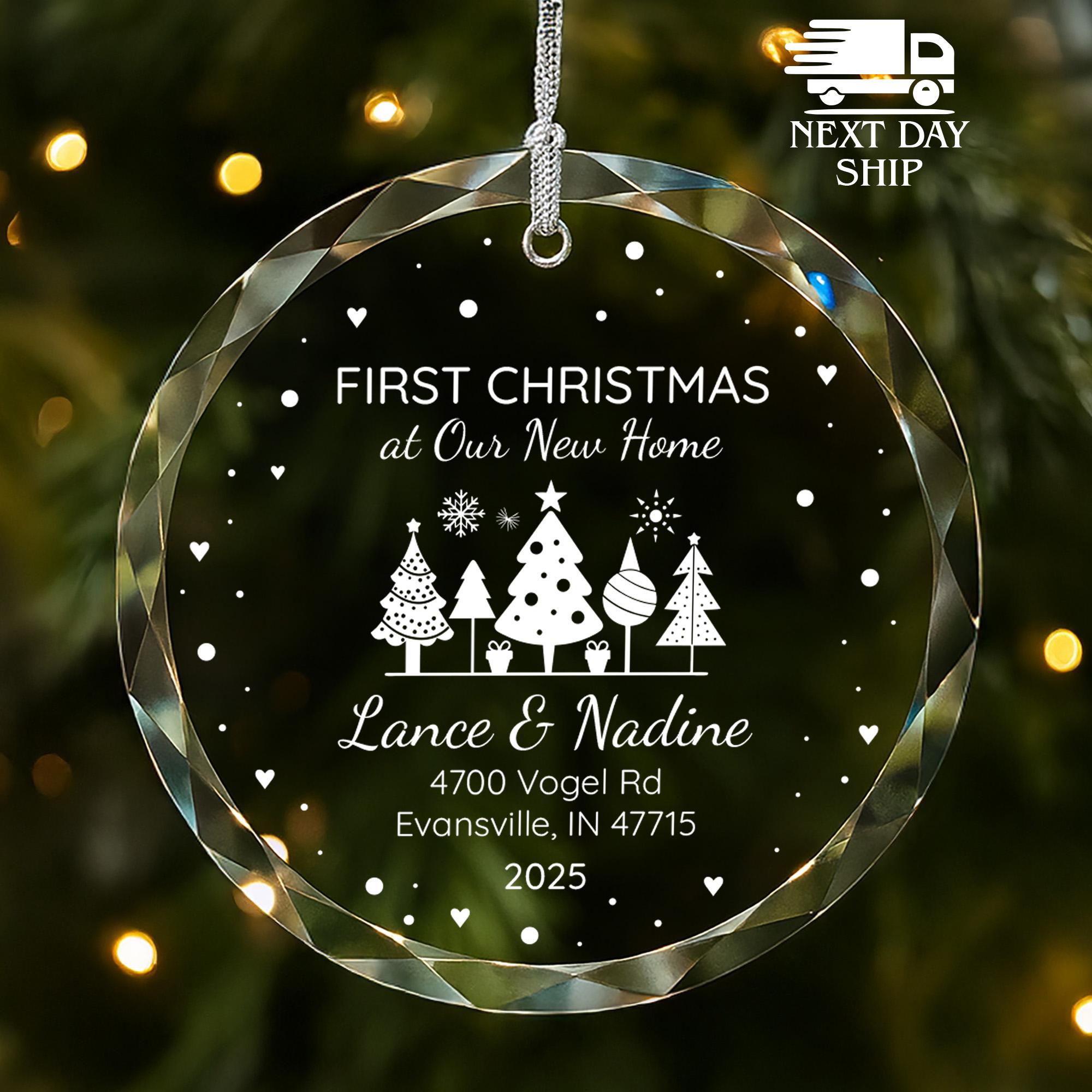First Christmas At Our New Home Ornament, Personalized Christmas Ornament with Address, Holiday Decoration, New Home Gift, Xmas Keepsake